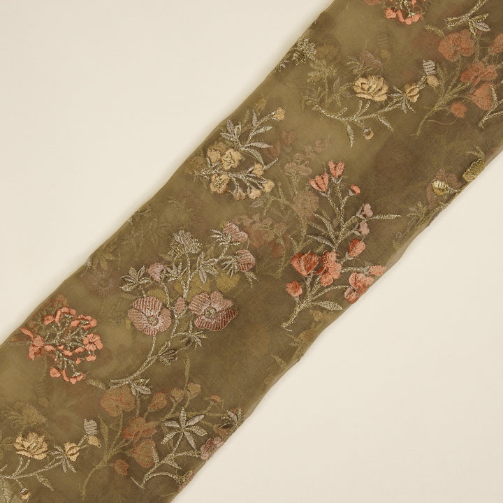 Basira Jaal on Light Mouse Silk Organza Embroidered Fabric