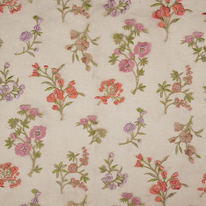 Basira Jaal on Mauve Silk Organza Embroidered Fabric