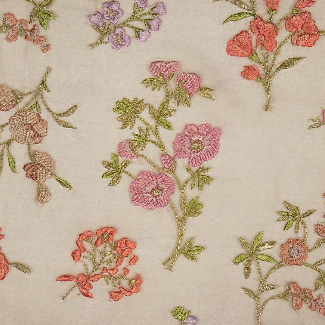 Basira Jaal on Mauve Silk Organza Embroidered Fabric