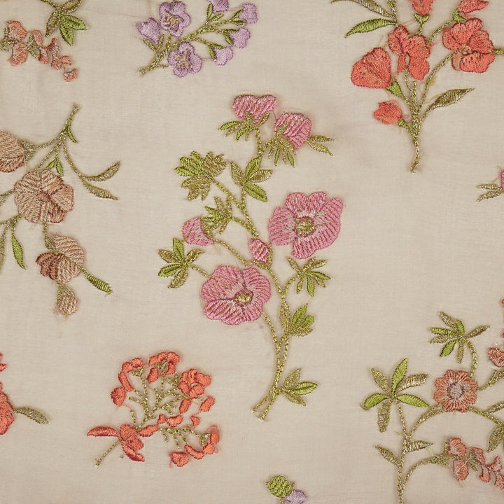 Basira Jaal on Mauve Silk Organza Embroidered Fabric