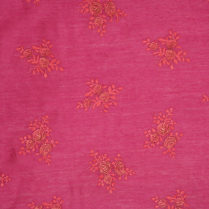 Ruba Buta on Fuxia Munga Silk Embroidered Fabric
