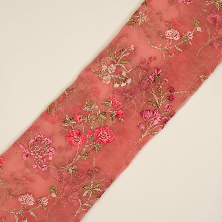 Basira Jaal on Onion Pink Silk Organza Embroidered Fabric