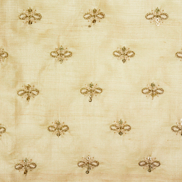 Bindra Buti On Natural Tussar Silk Embroidered Fabric
