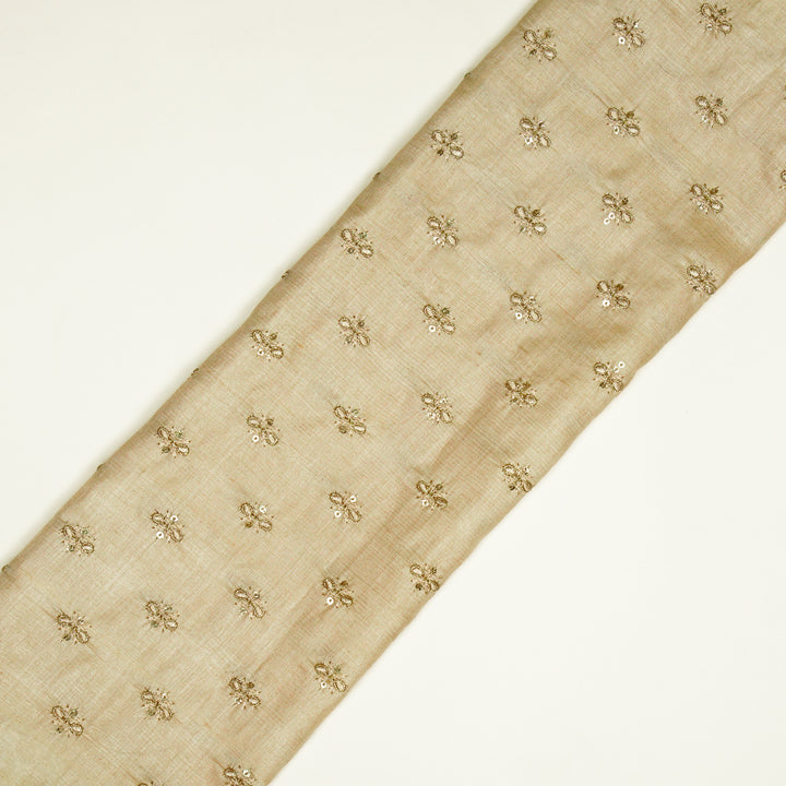 Bindra Buti On Natural Tussar Silk Embroidered Fabric