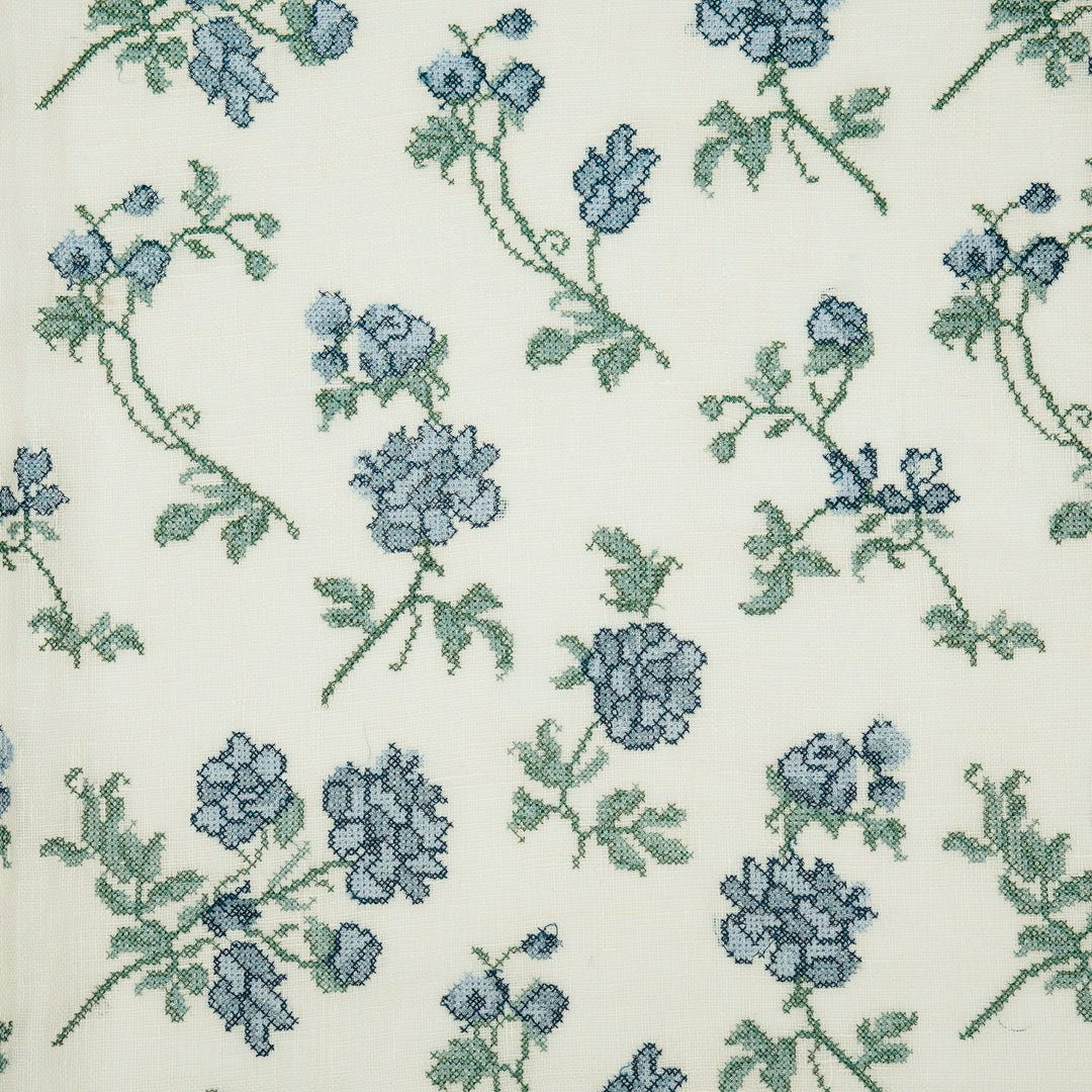 Mahek Flora Buta on Natural Gauged Linen