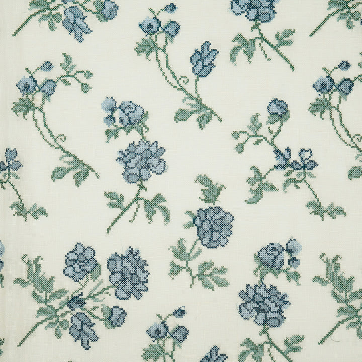 Mahek Flora Buta on Natural Gauged Linen