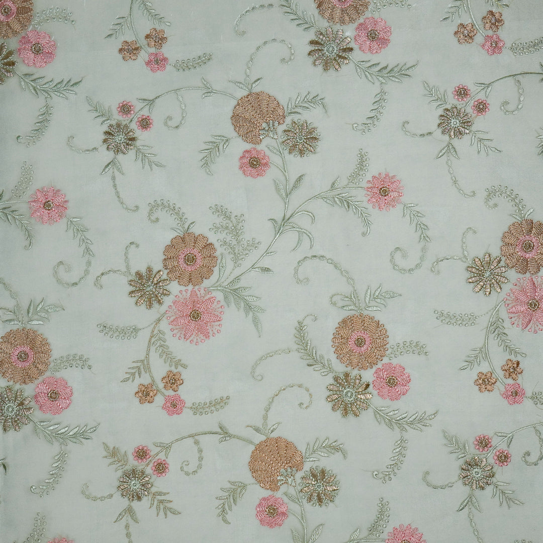 Munira Floral Jaal On Aqua Marine Semi Organza