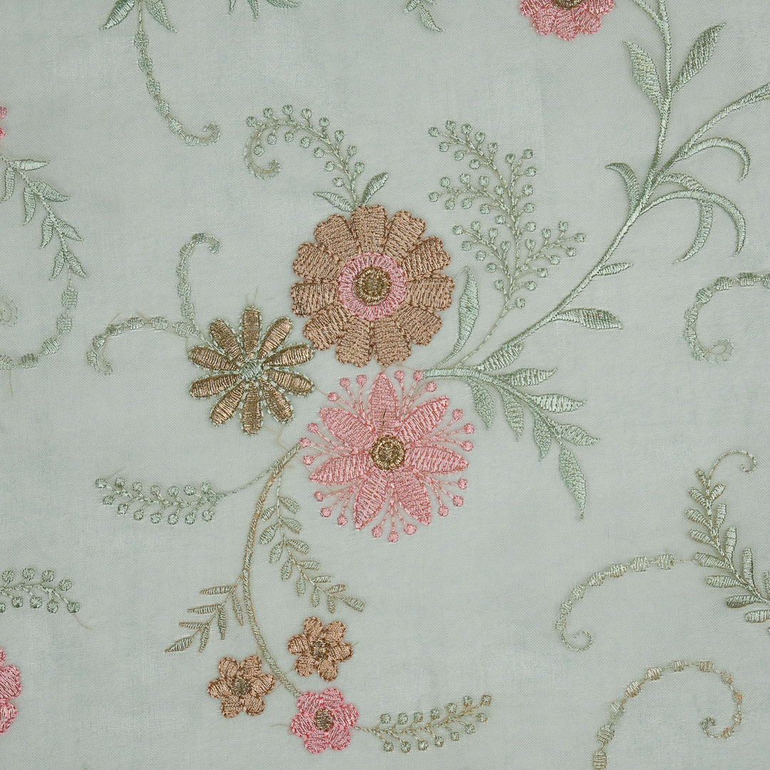 Munira Floral Jaal On Aqua Marine Semi Organza