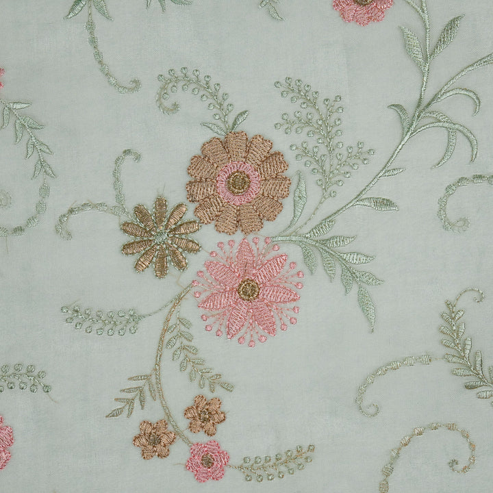 Munira Floral Jaal On Aqua Marine Semi Organza