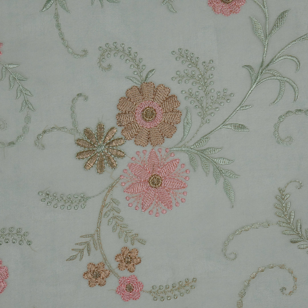 Munira Floral Jaal On Aqua Marine Semi Organza