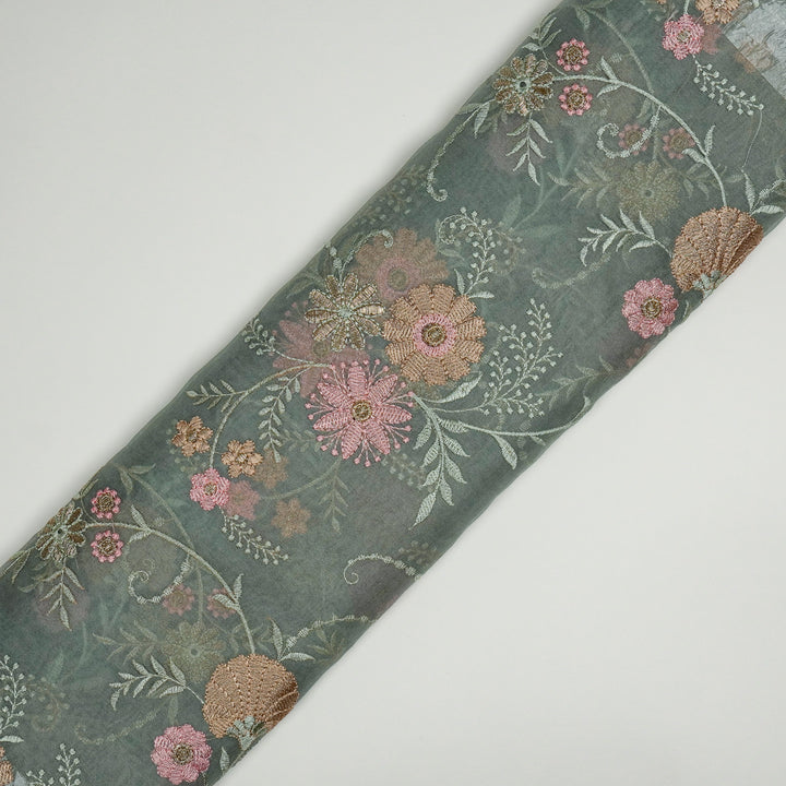 Munira Floral Jaal On Aqua Marine Semi Organza