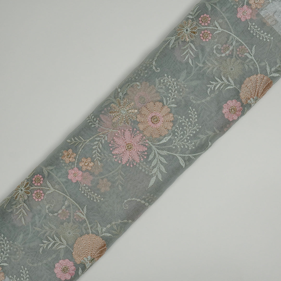 Munira Floral Jaal On Aqua Marine Semi Organza