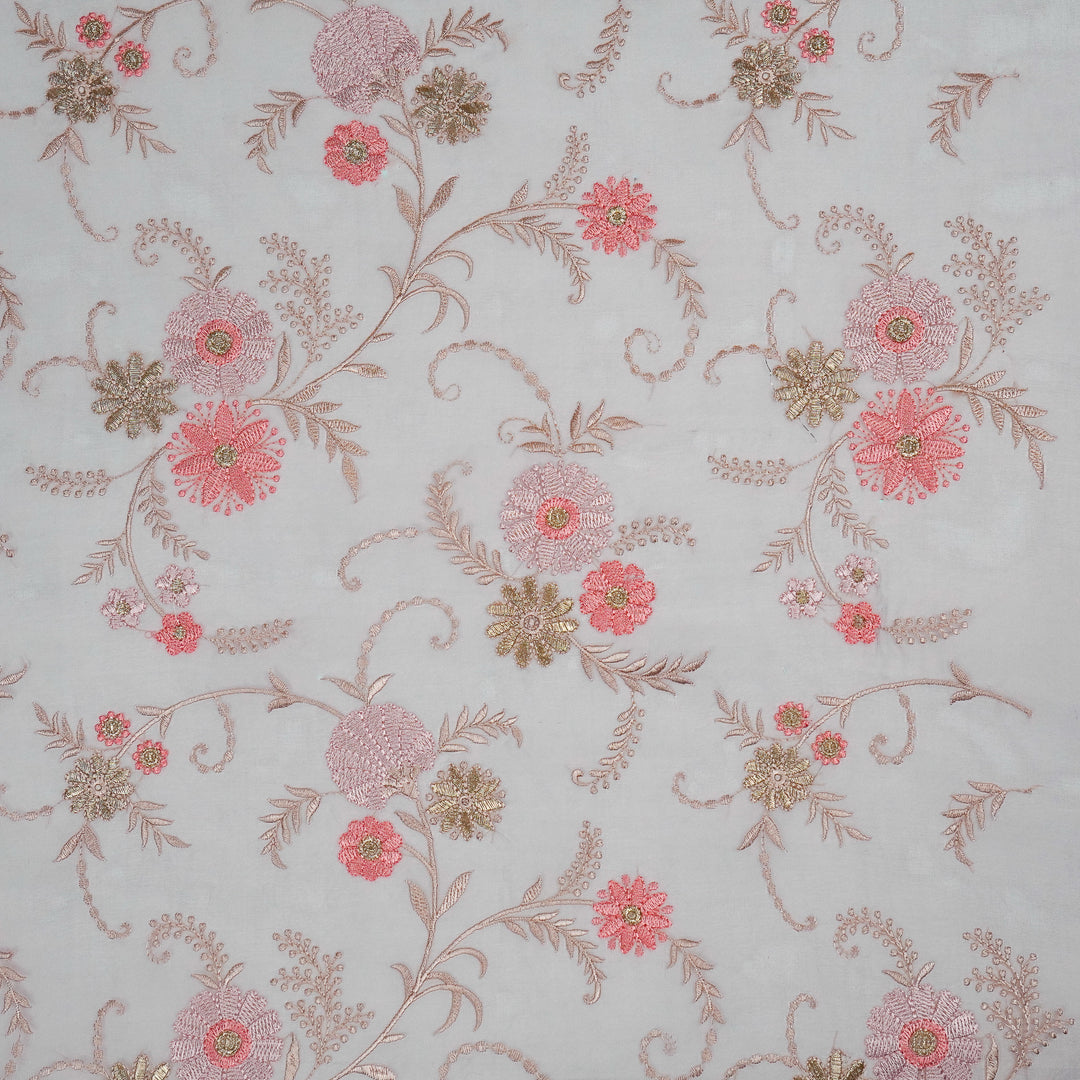Munira Floral Jaal On Mauve Semi Organza