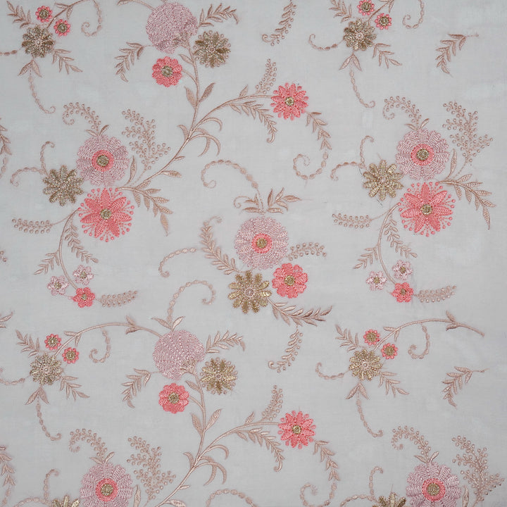 Munira Floral Jaal On Mauve Semi Organza