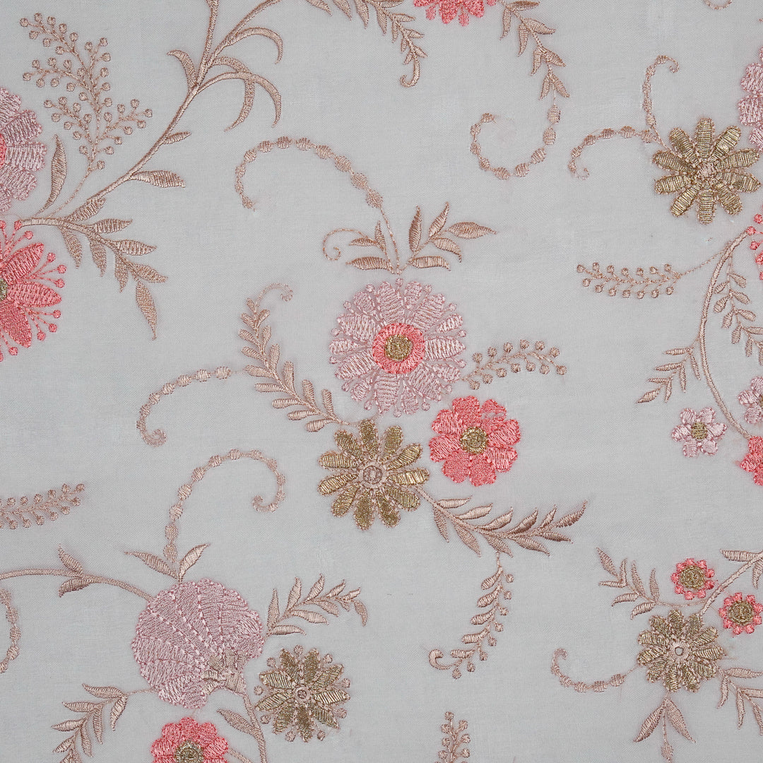 Munira Floral Jaal On Mauve Semi Organza