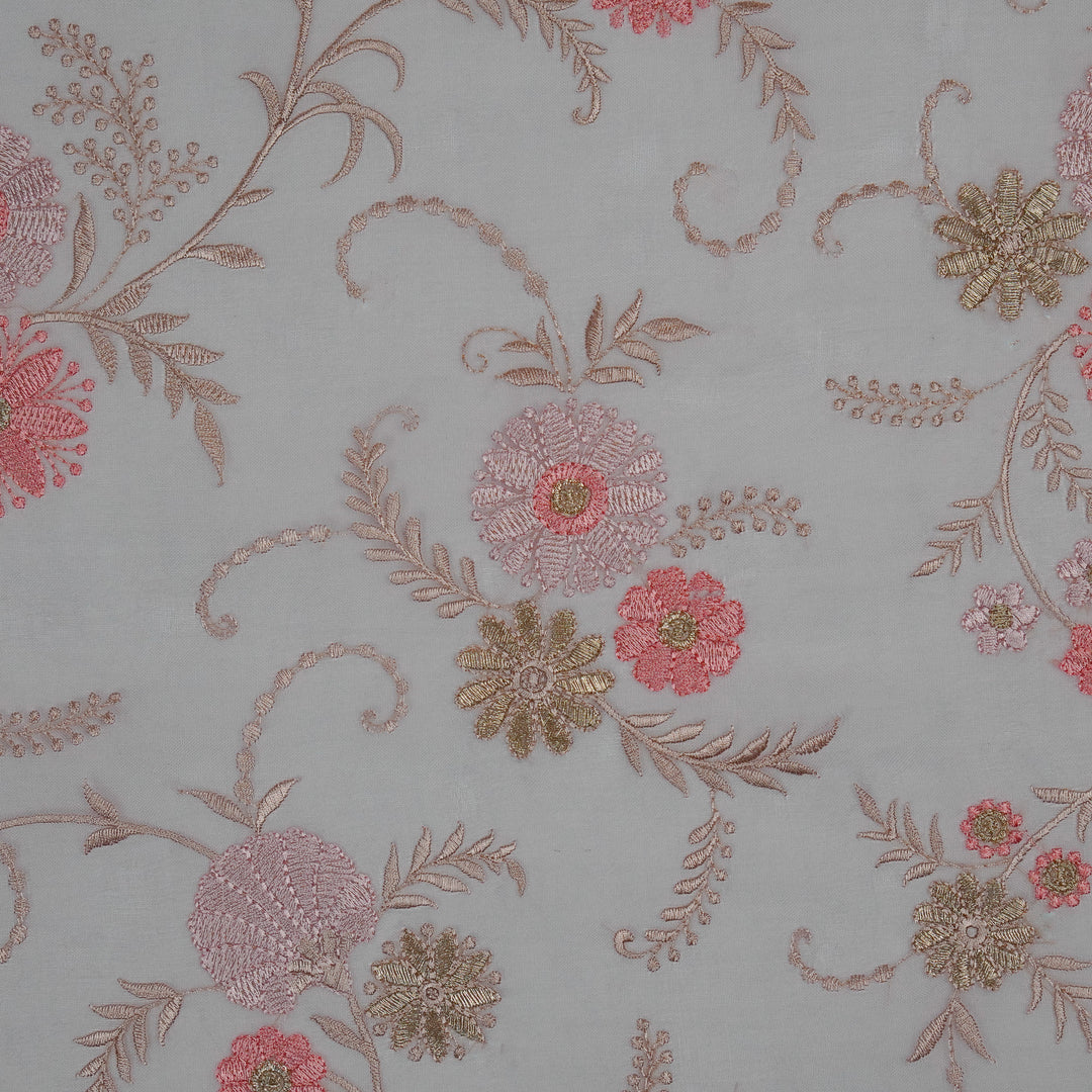 Munira Floral Jaal On Mauve Semi Organza