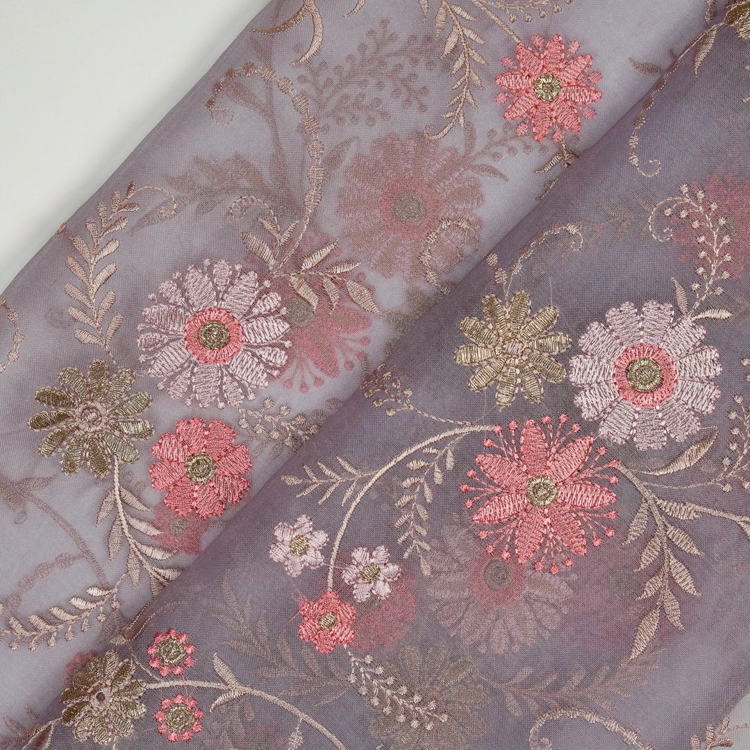 Munira Floral Jaal On Mauve Semi Organza