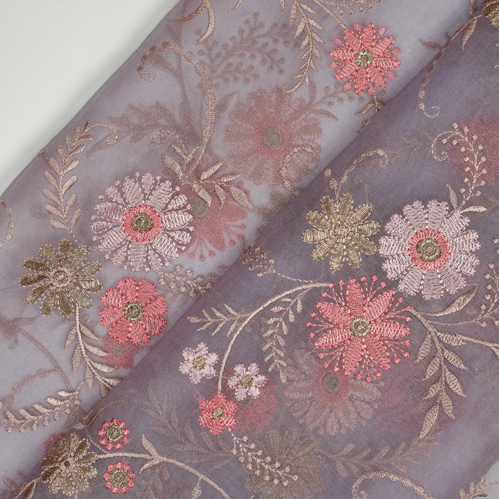 Munira Floral Jaal On Mauve Semi Organza