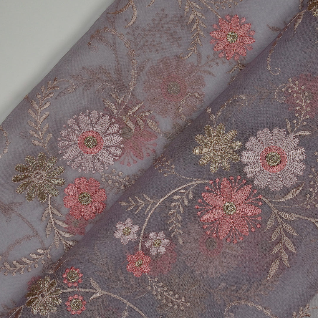 Munira Floral Jaal On Mauve Semi Organza