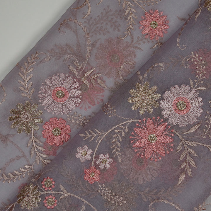 Munira Floral Jaal On Mauve Semi Organza