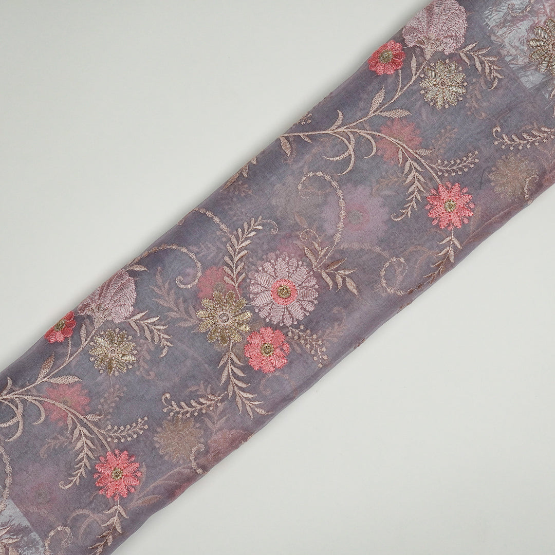 Munira Floral Jaal On Mauve Semi Organza