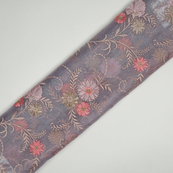Munira Floral Jaal On Mauve Semi Organza