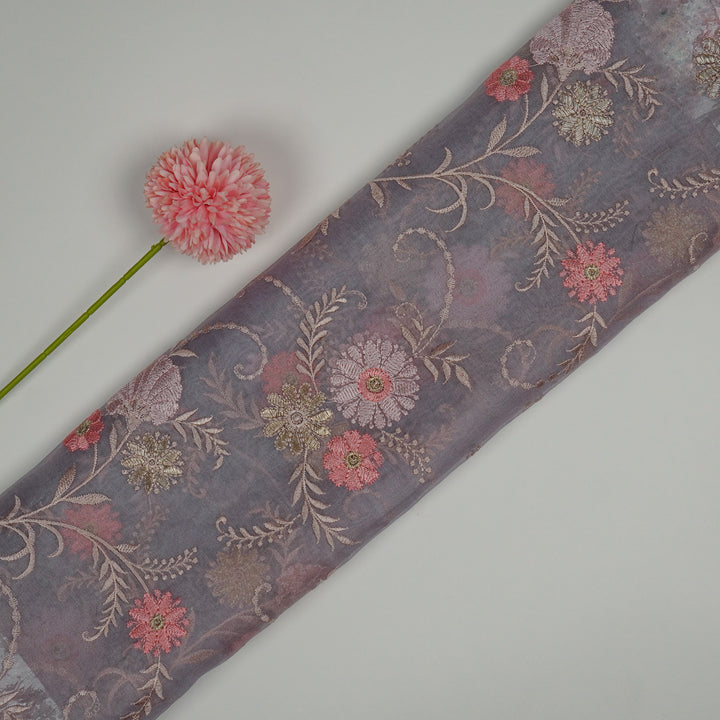 Munira Floral Jaal On Mauve Semi Organza