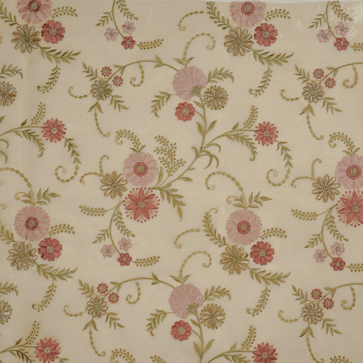 Munira Floral Jaal On Beige Semi Organza