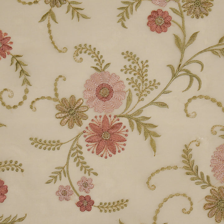 Munira Floral Jaal On Beige Semi Organza