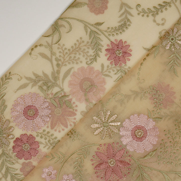 Munira Floral Jaal On Beige Semi Organza