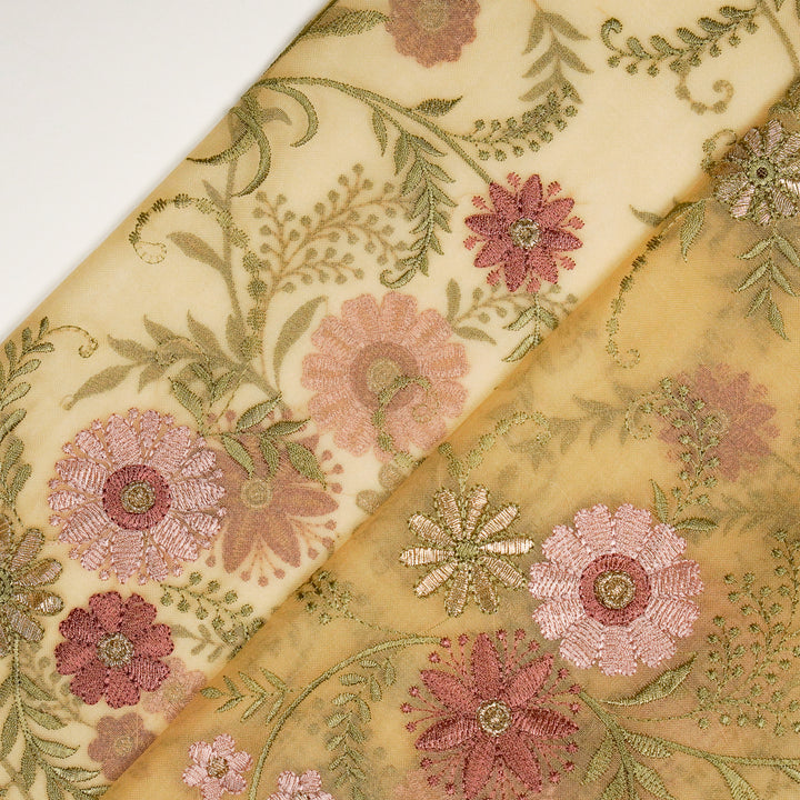 Munira Floral Jaal On Beige Semi Organza