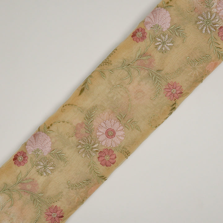 Munira Floral Jaal On Beige Semi Organza