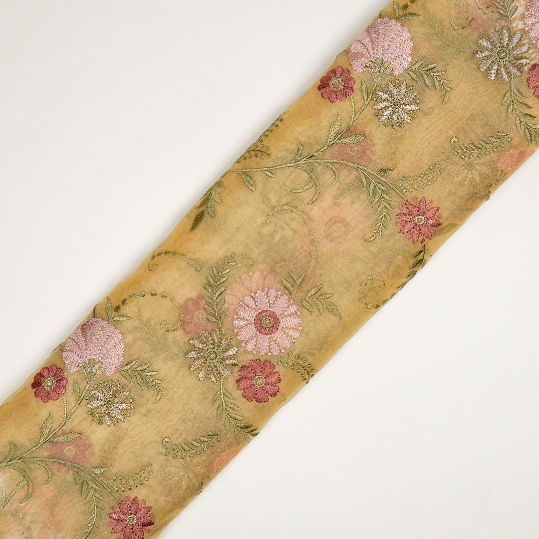 Munira Floral Jaal On Beige Semi Organza