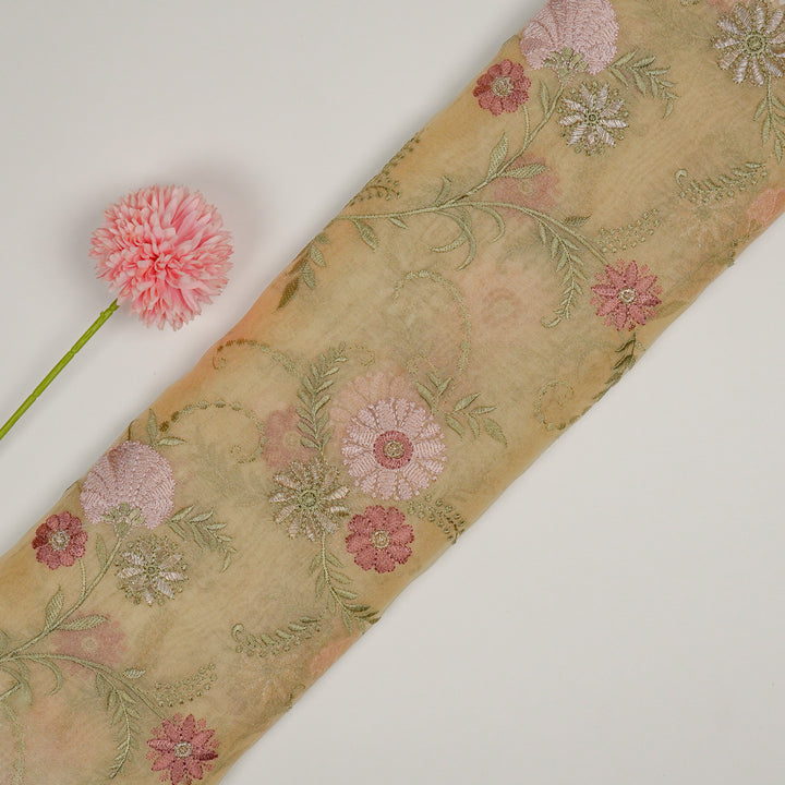 Munira Floral Jaal On Beige Semi Organza