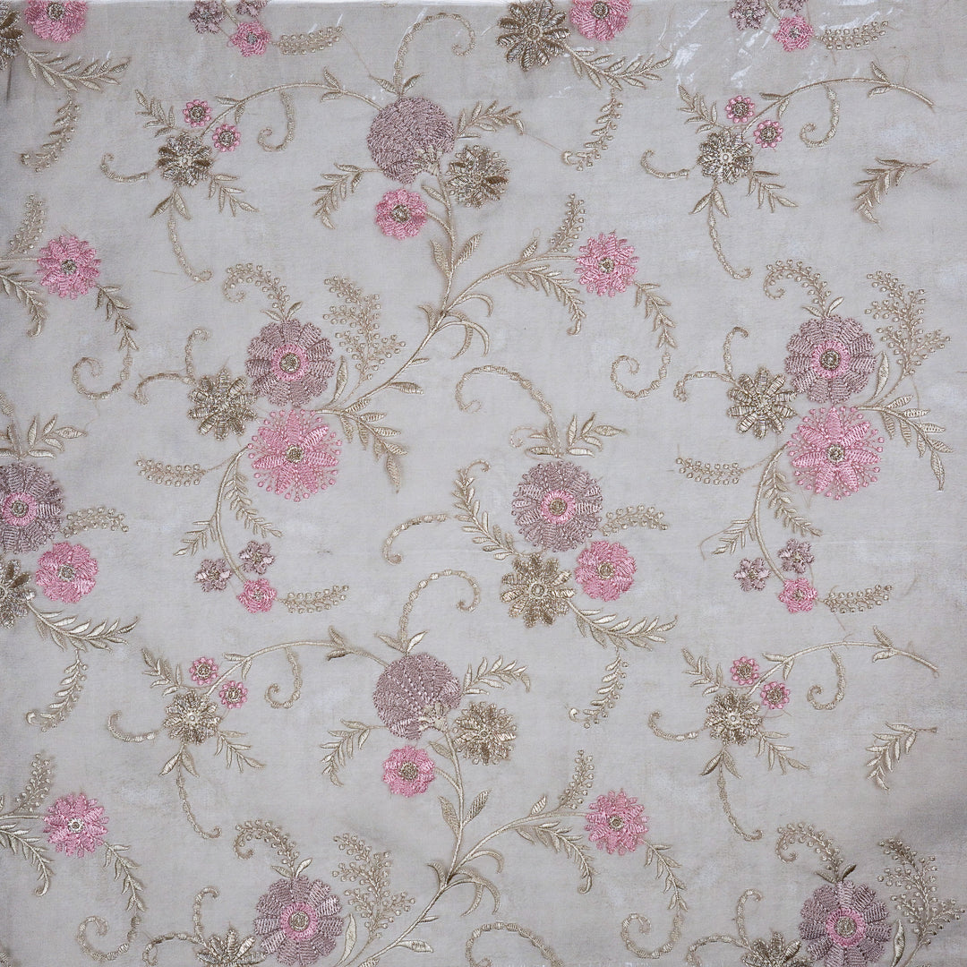 Munira Floral Jaal On Mauve Semi Organza