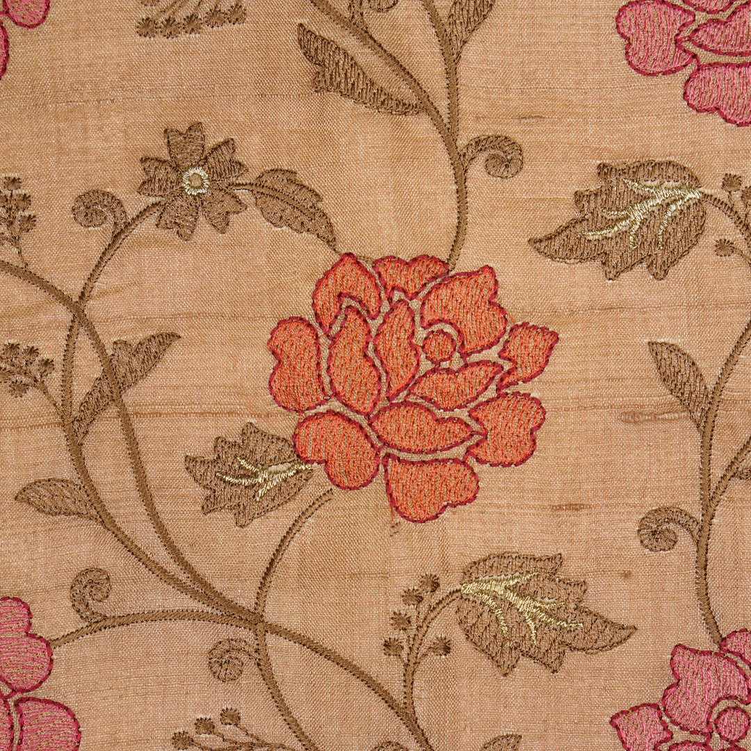 Reemah Jaal On Onion Tussar Silk Embroidered Fabric