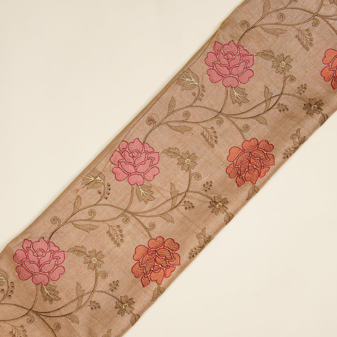 Reemah Jaal On Onion Tussar Silk Embroidered Fabric