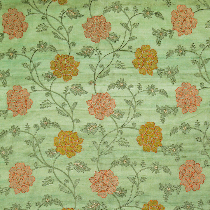 Reemah Jaal On Aqua Tussar Silk Embroidered Fabric