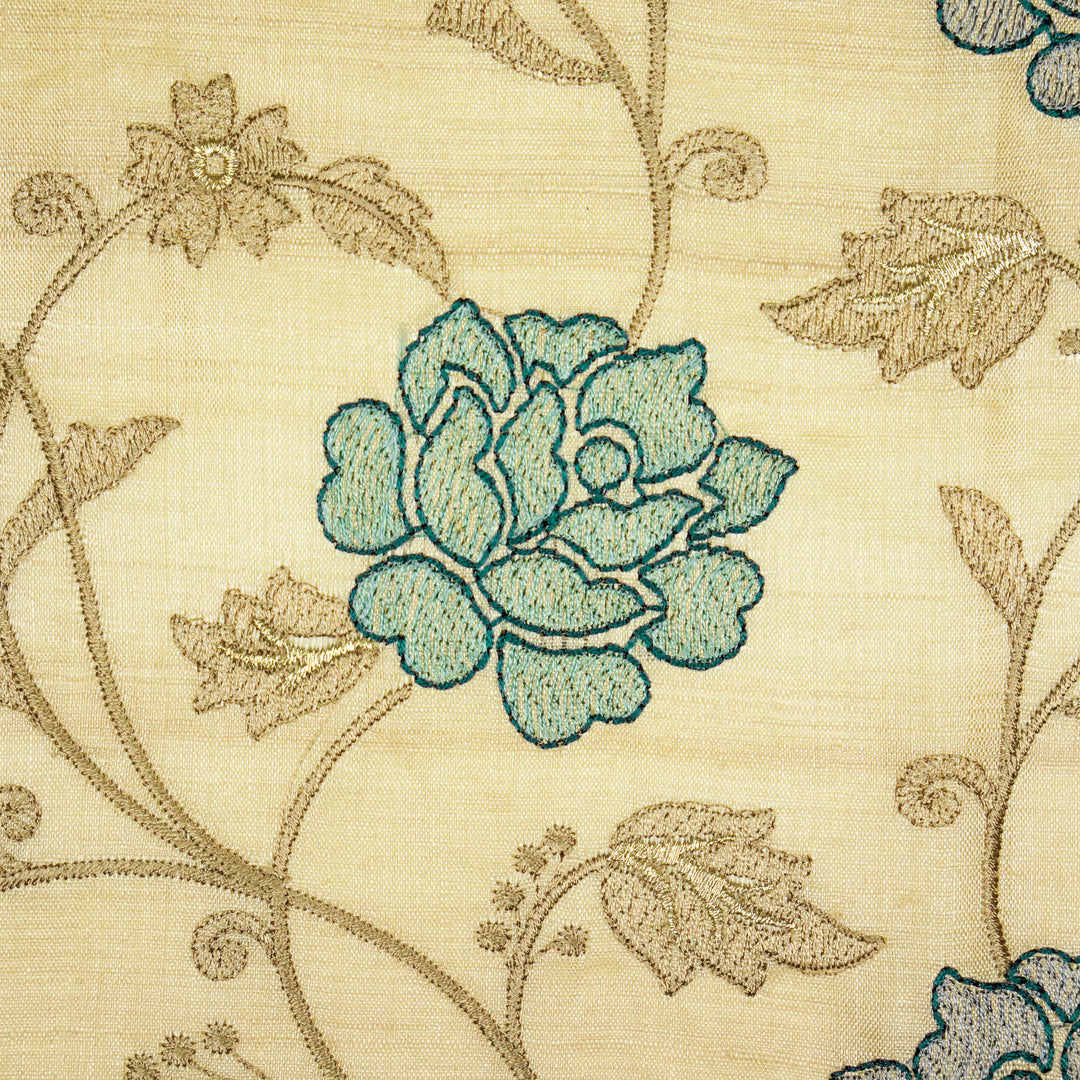 Reemah Jaal On Natural Tussar Silk Embroidered Fabric