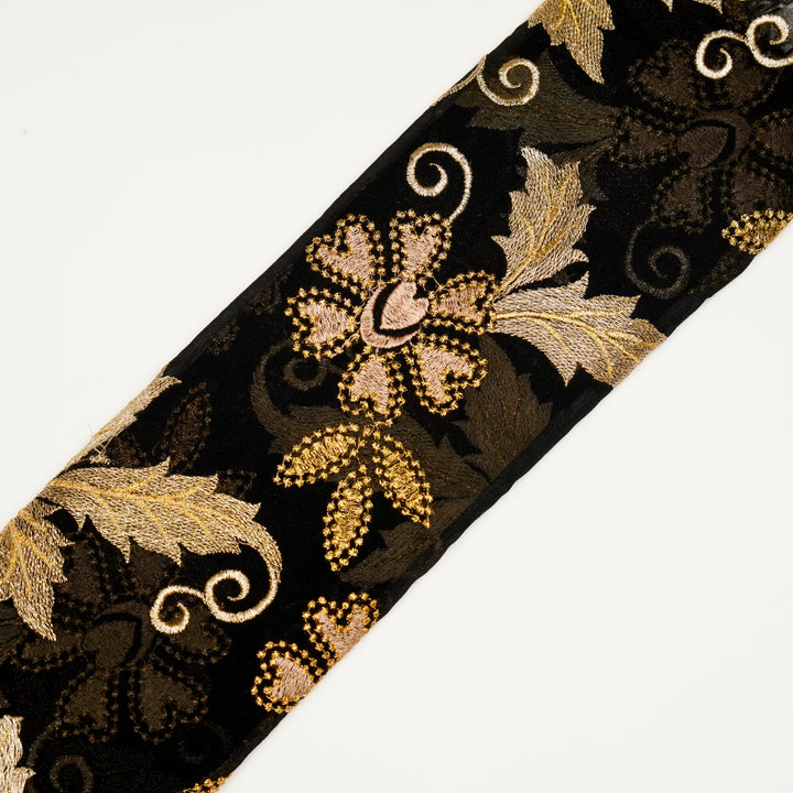 Leila Buta on Black Semi Georgette Embroidered Fabric