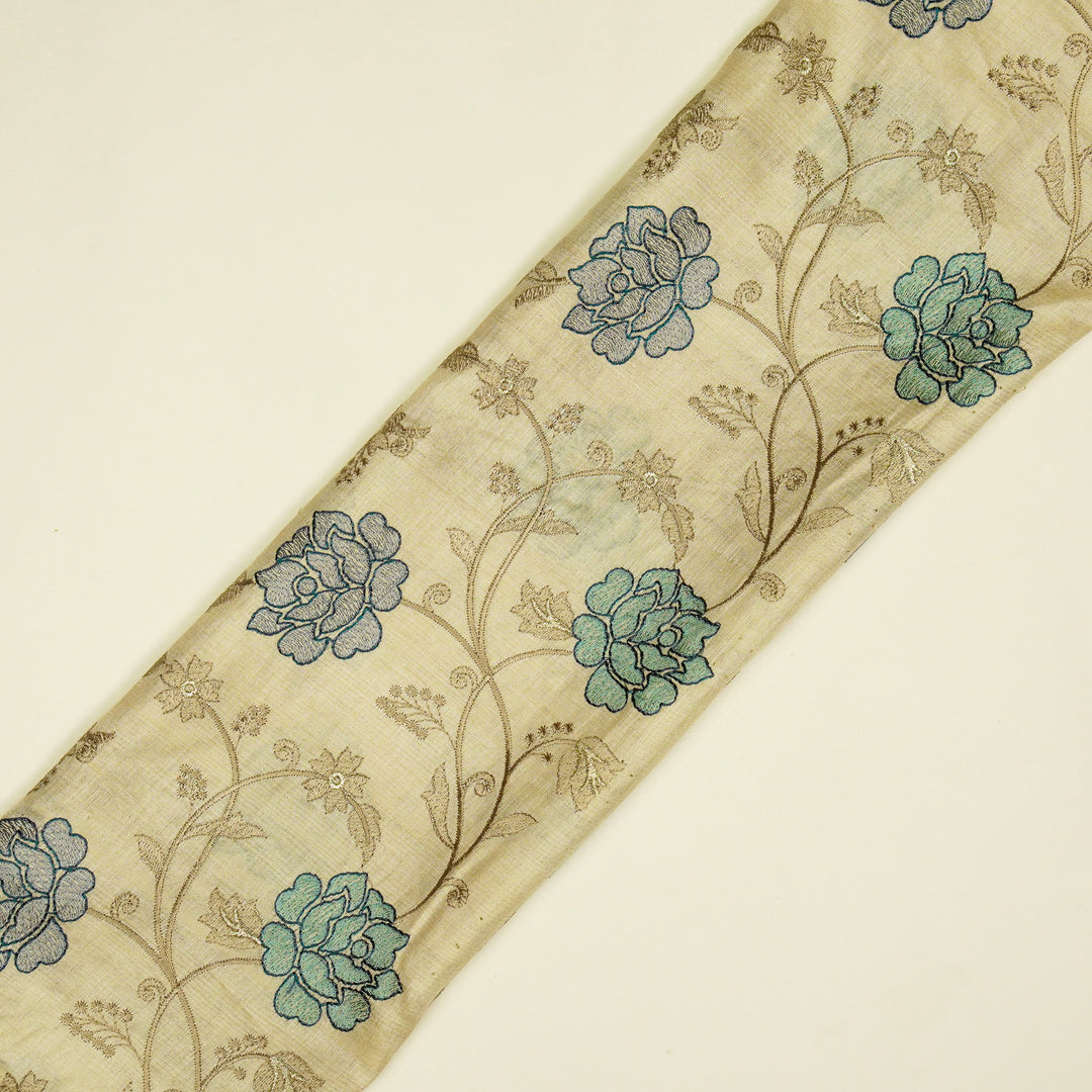 Reemah Jaal On Natural Tussar Silk Embroidered Fabric