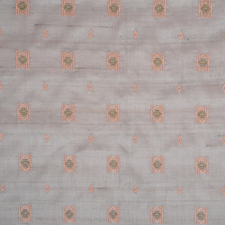 Nishan Buti On Mauve Tussar Silk Embroidered Fabric