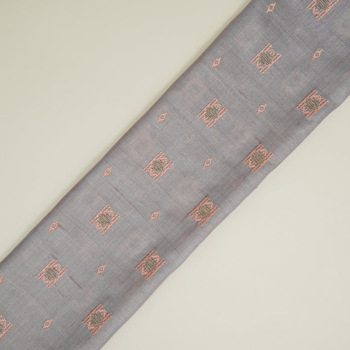 Nishan Buti On Mauve Tussar Silk Embroidered Fabric