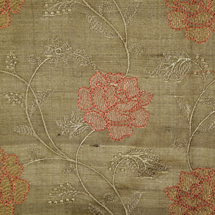 Reemah Jaal On Mouse Tussar Silk Embroidered Fabric