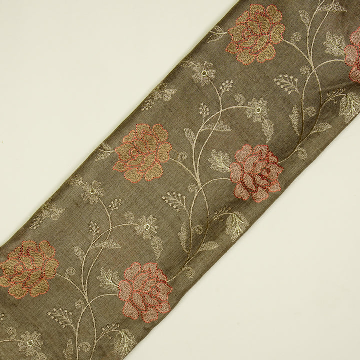 Reemah Jaal On Mouse Tussar Silk Embroidered Fabric