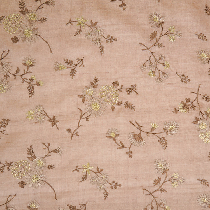 Mahzar Jaal On Blush Tussar Silk Embroidered Fabric