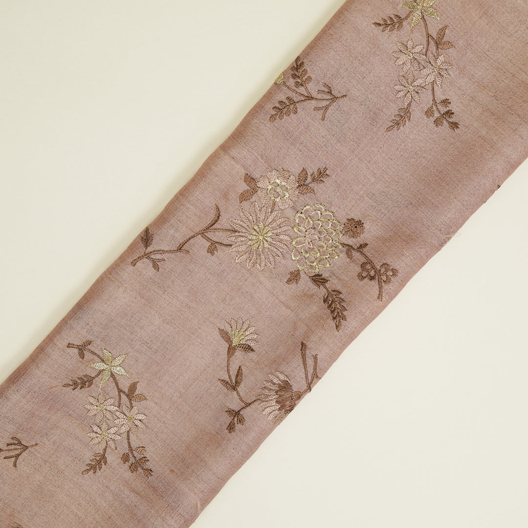 Mahzar Jaal On Blush Tussar Silk Embroidered Fabric