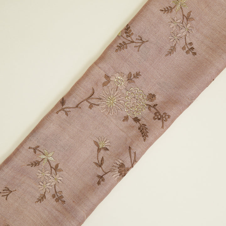 Mahzar Jaal On Blush Tussar Silk Embroidered Fabric