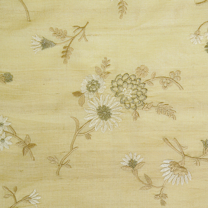 Mahzar Jaal On Natural Tussar Silk Embroidered Fabric