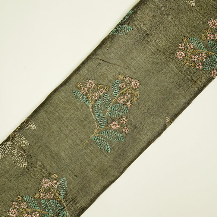 Kisalay Buta On Mouse Tussar Silk Embroidered Fabric